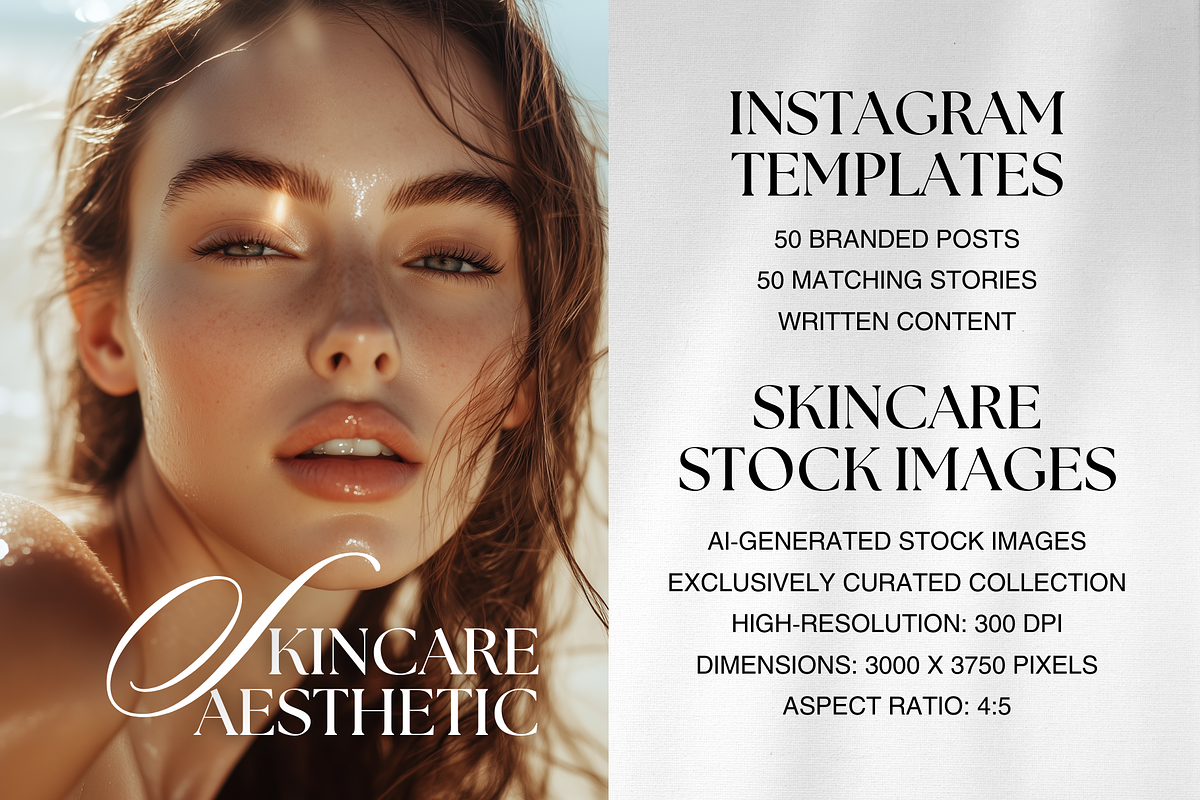 Skincare Instagram Canva Templates, a Social Media Template by DesignsbyMariaStudio (Photo 2 of 10)