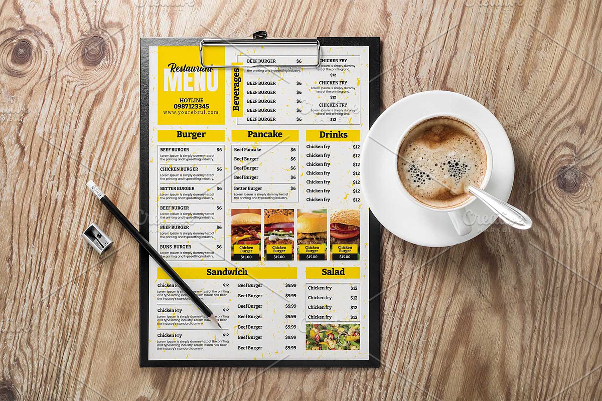 Food Menu Design, a Flyer Template by Stock_Design