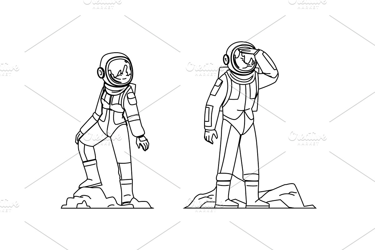 cosmonaut space exploration, a Person Illustration by pikepicture