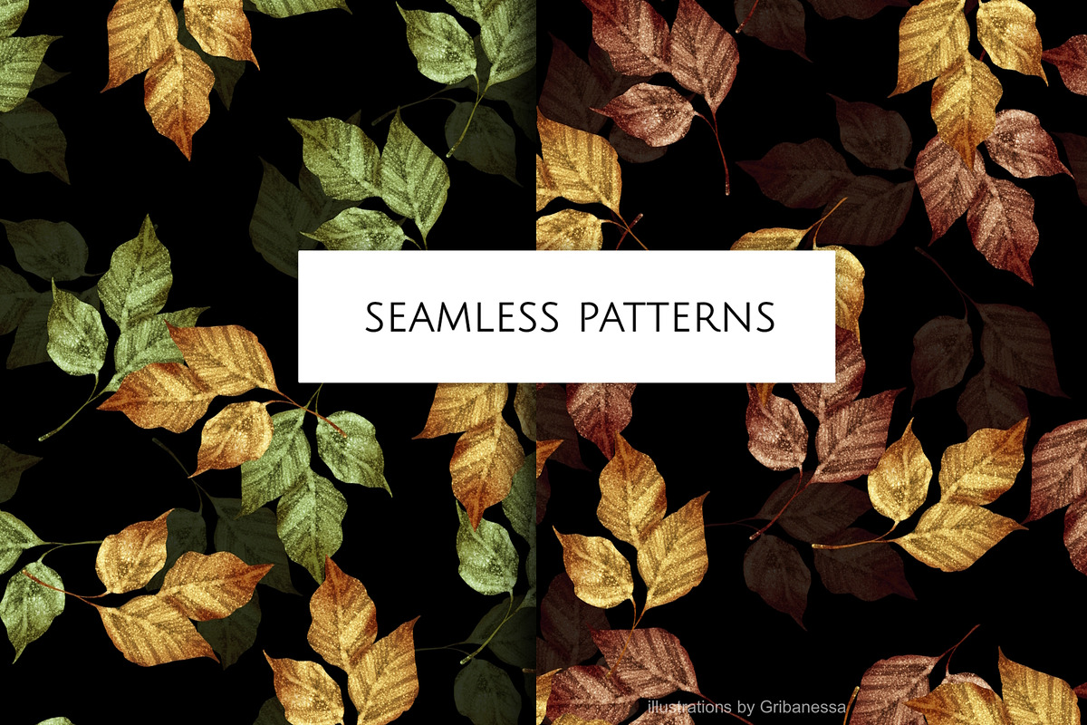 Dark Aesthetic Autumn Leaves Pattern, a Pattern Graphic by Gribanessa (Photo 2 of 3)