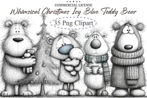 Whimsical Christmas Icy Blue Teddy B, an Illustration by designcity5