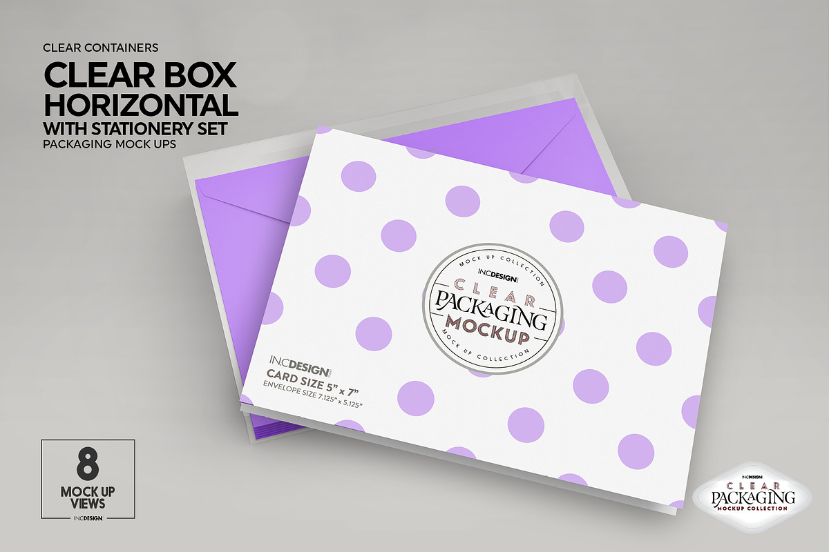 Clear Box with Stationery Set Mockup, a Packaging Mockup by INCDesign (Photo 4 of 19)