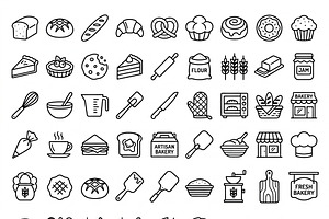 41 Artisan Bakery Outline Icons, an Outline Icon by adenpinkstore