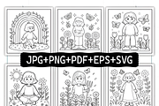 Spring Woman Coloring Pages, a Decorative Illustration by Ink Gallery (Thumbnail 2 of 9)