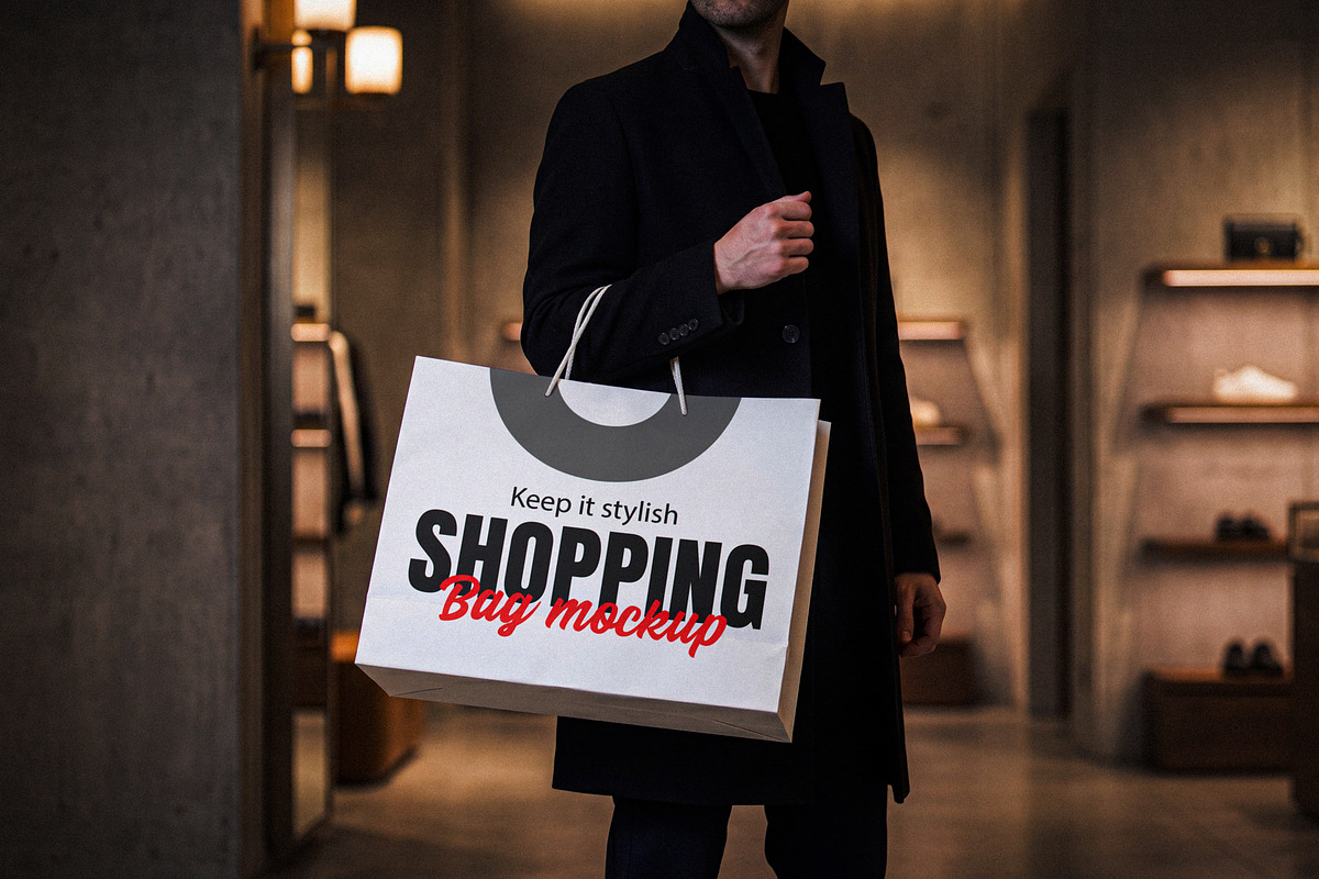 Paper Shopping Bag Mockup, a Packaging Mockup by Designer Dude (Photo 1 of 2)