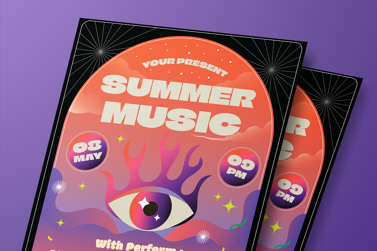 Psychedelic Music Festival Flyer, a Flyer Template by Annora Studio (Photo 3 of 6)