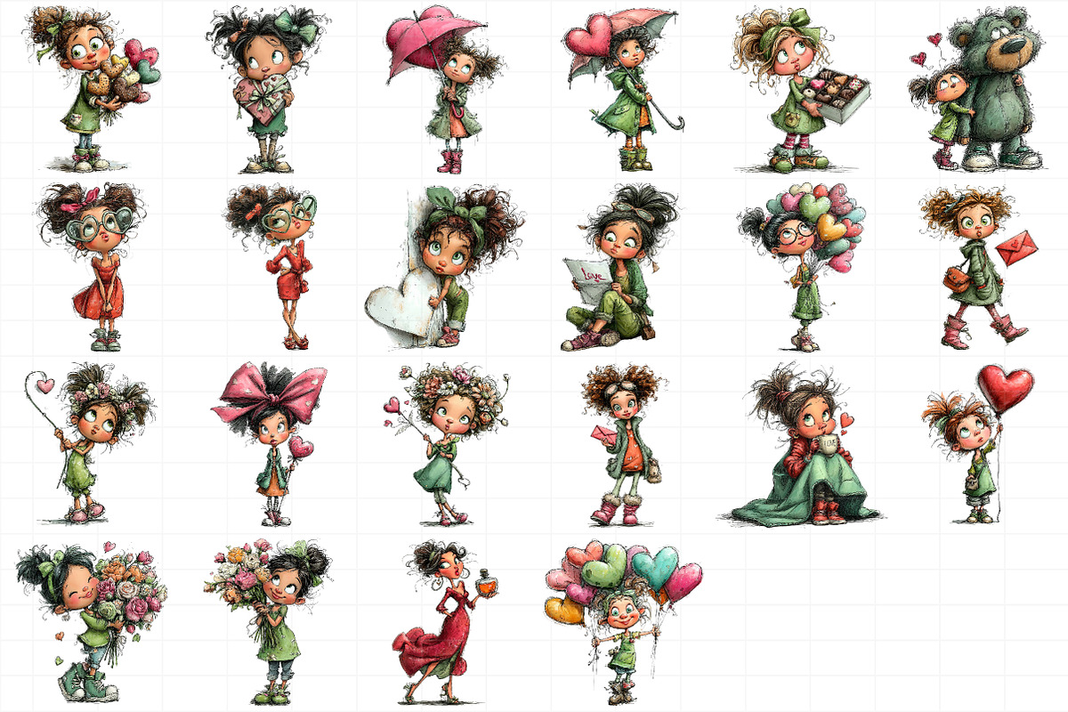 Valentine Holiday Girl Clipart, an Illustration by Daily.Designs (Photo 5 of 5)