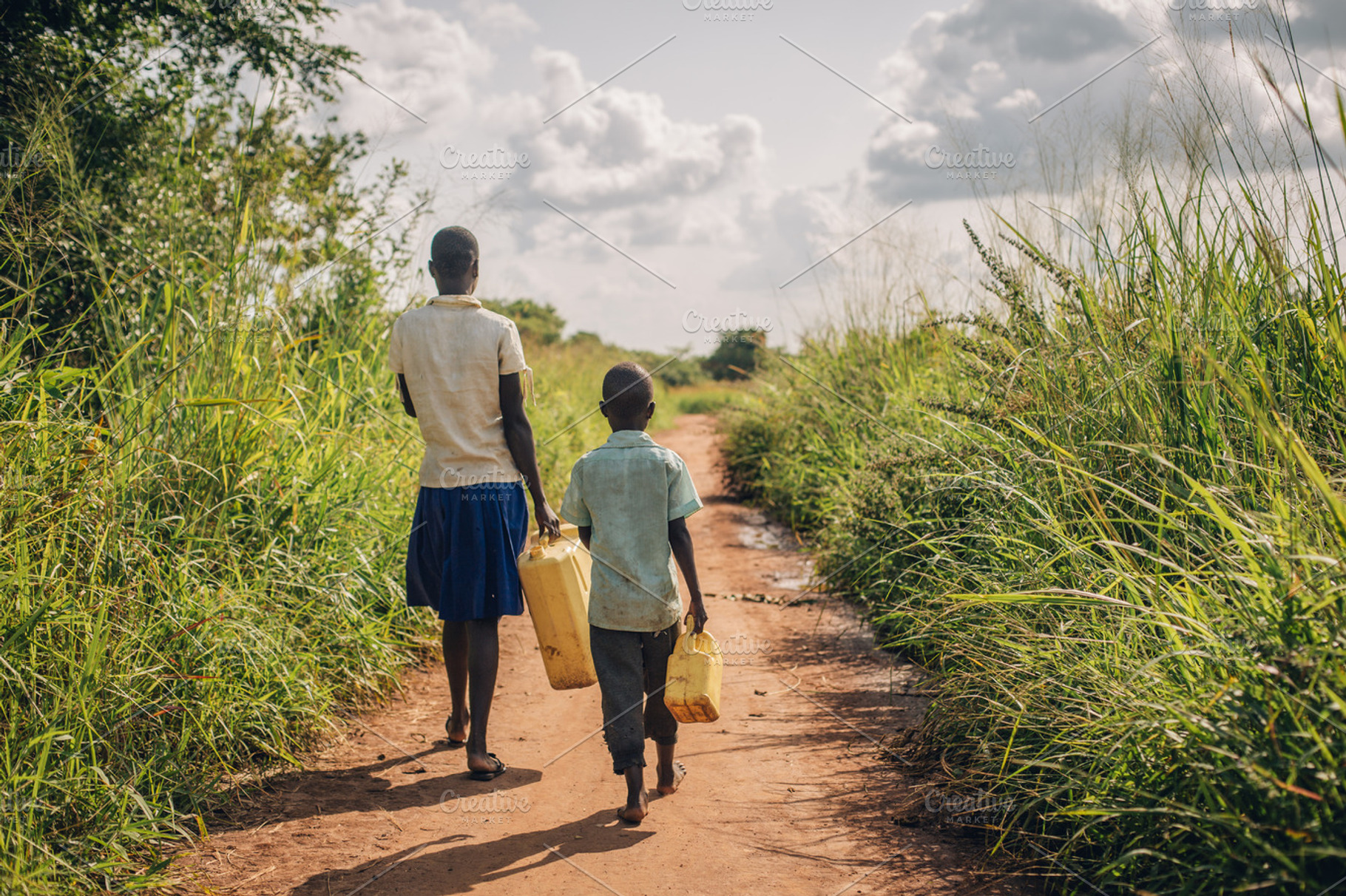 Two Ugandan Kids on Water Walk, a Person Photo by Legends Hill
