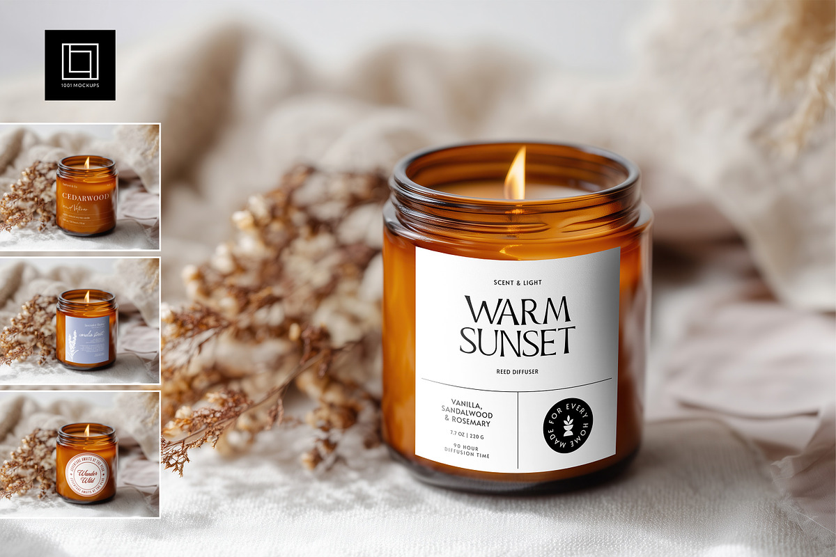 Boho Amber Candle Mockup, Any Label, a Household Mockup by 1001 mockups (Photo 1 of 11)