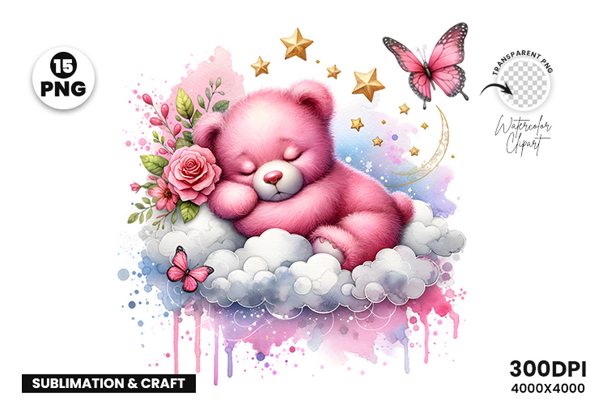 Cute Sleeping Baby Animals Clipart, an Animal Illustration by Creative Arslan (Photo 7 of 9)