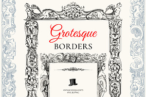 Grotesque Vintage Ornate Borders, a Decorative Illustration by Century Library