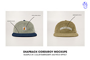 Snapback corduroy cap hat mockups, a Hat Mockup by made_by_nope (Thumbnail 3 of 6)