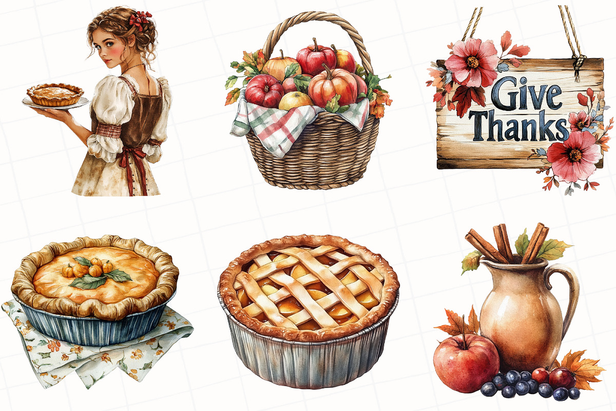 Vintage Thanksgiving Clipart, an Illustration by OK Design (Photo 3 of 4)