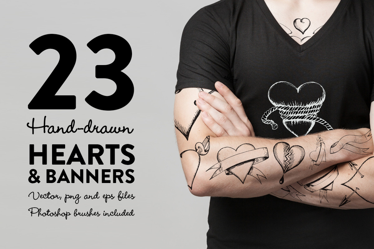 Hand-drawn Hearts & Banners, an Illustration by Graphic Goods Co (Photo 1 of 4)