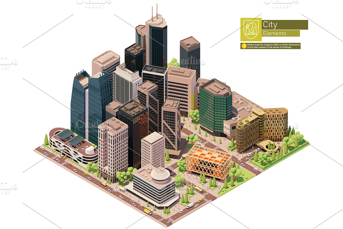 Isometric city map elements, an Object Graphic by tele52 (Photo 3 of 72)