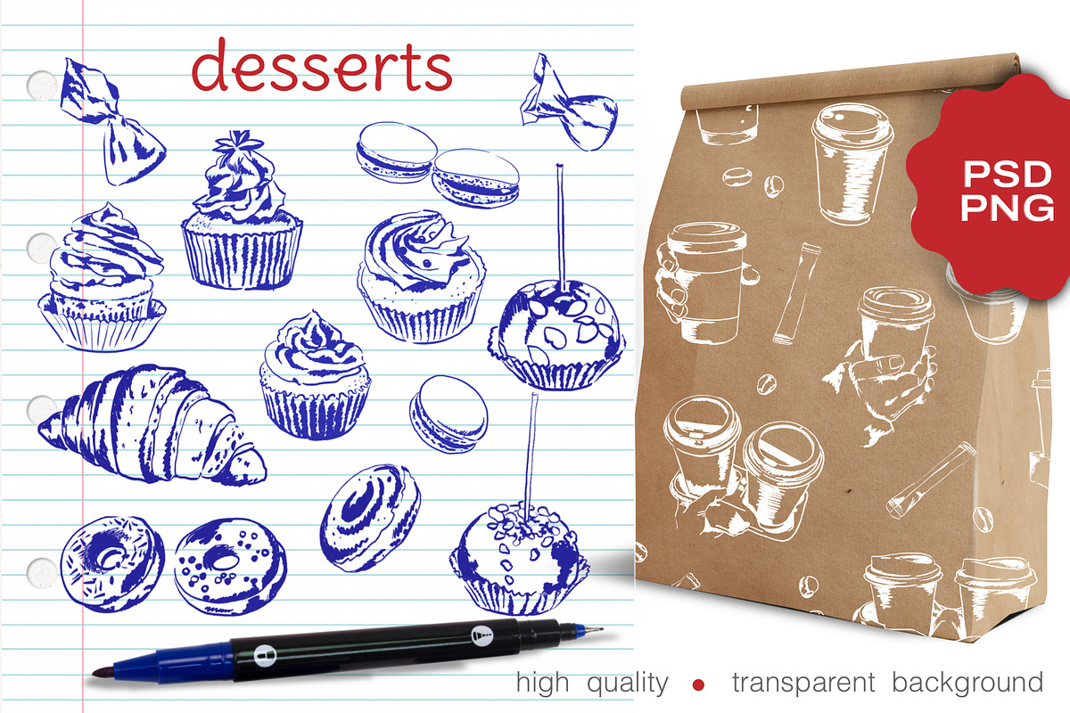 Coffee To Go&Desserts. Sketches., an Object Graphic by IrinaCzaran (Photo 4 of 7)