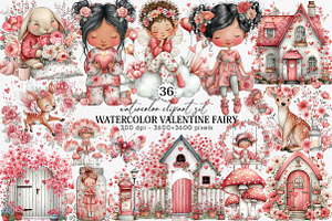 Watercolor Valentine Fairy Clipart, an Illustration by Canvas Craft