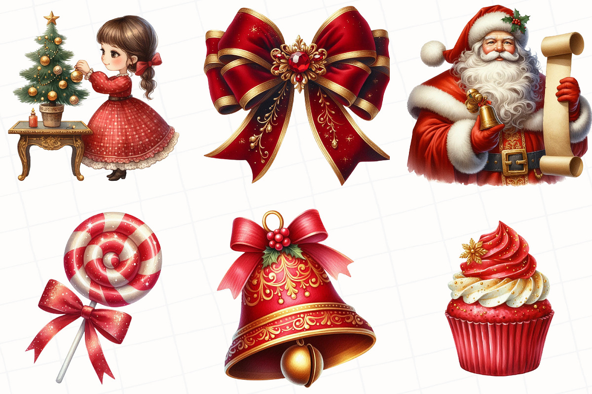 Red Christmas Clipart, an Illustration by OK Design (Photo 5 of 5)