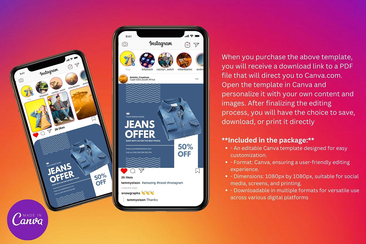 Editable Denim Jeans Sale Template, a Social Media Template by Mishek Munene (Photo 4 of 4)