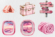 Watercolor Pink Travel Clipart, a Seasonal Illustration by Rose Art (Thumbnail 2 of 4)