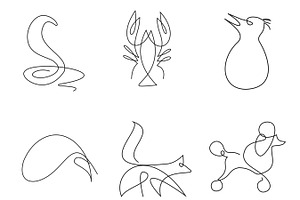 Abstract Animal Line Art Set 1