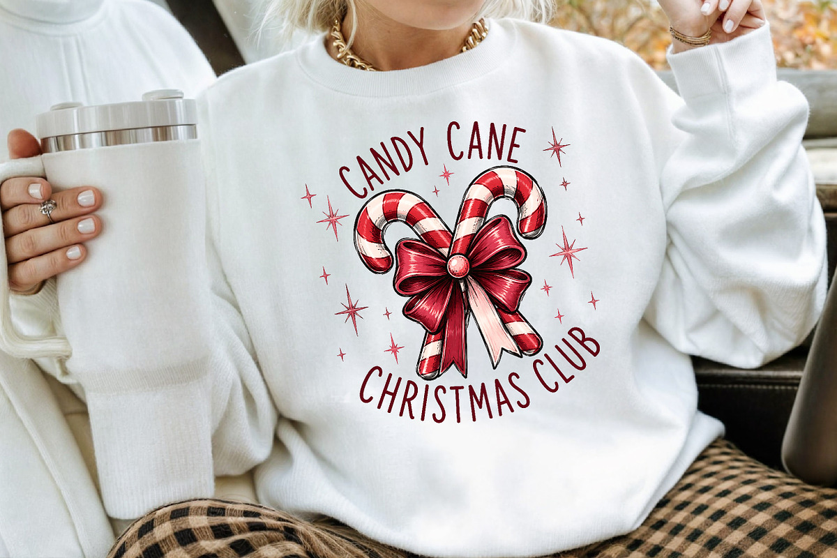 Candy Cane Christmas Club Red Bow, a Seasonal Illustration by Creative Art (Photo 3 of 3)