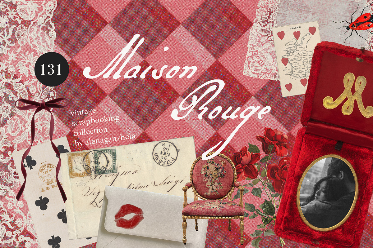 Maison Rouge – Vintage Red Ephemera, an Object Graphic by alenaganzhela (Photo 1 of 9)