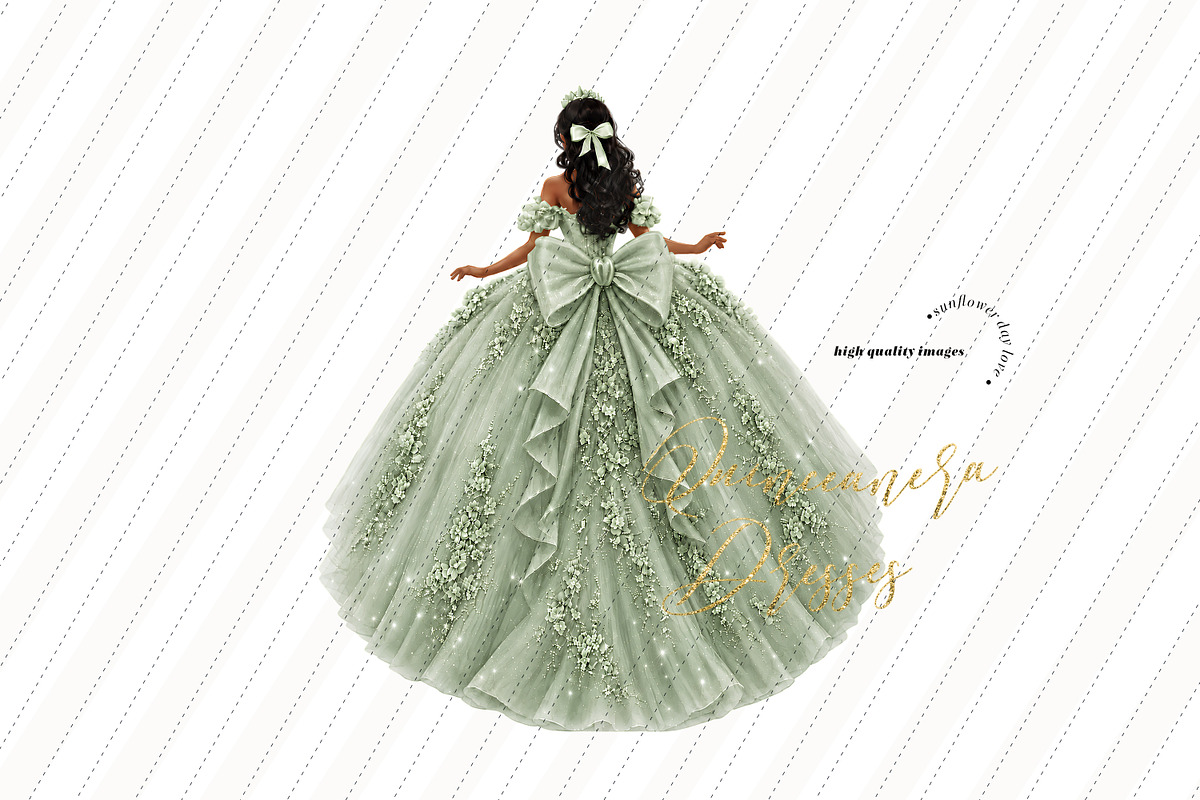 Sage Green Tan skin Princess Clipart, a Person Illustration by Sunflower Day Love (Photo 1 of 3)