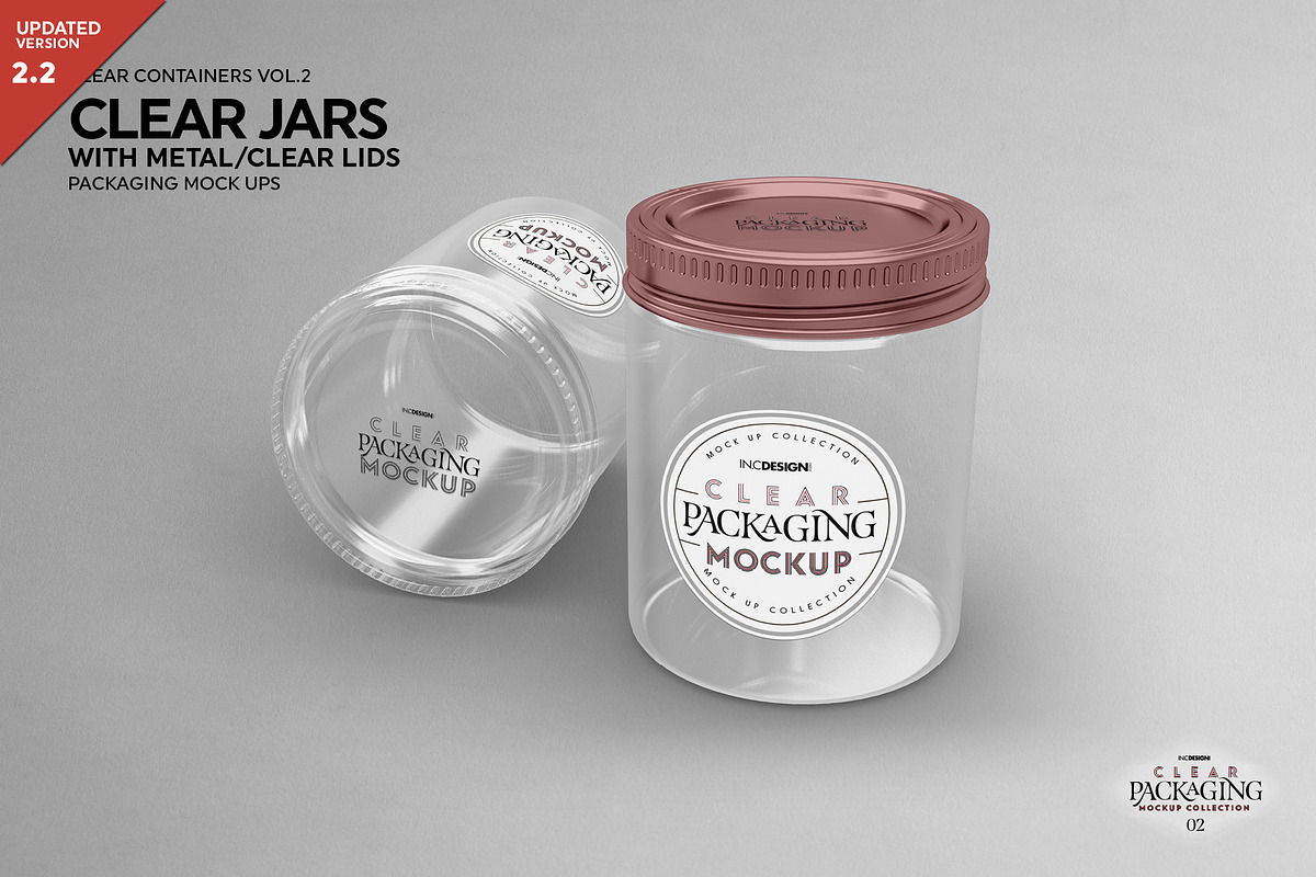 Clear Jars with Metal or Clear Lids, a Cups & Container Mockup by INCDesign (Photo 1 of 6)