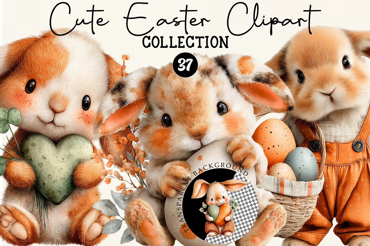 Cute Easter Clipart, an Illustration by DreamCafeArt (Photo 1 of 6)