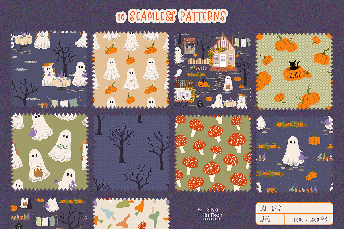 Cottagecore Halloween graphics, a Seasonal Illustration by Olya Haifisch (Photo 5 of 9)