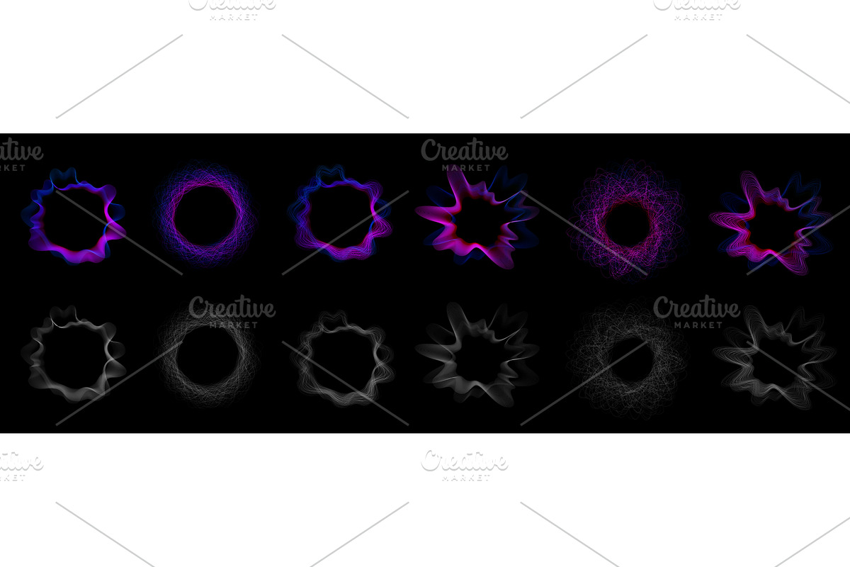 Set of multicolored neon sound wave, a Texture Illustration by Marinstri