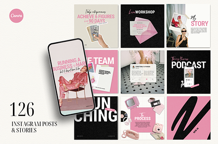 Pink Bold Instagram Template, a Social Media Template by Row Creative