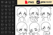 50Chibi Emote Bases Stamps Procreate, a Brush Add-On by DrawingStoryShop (Thumbnail 6 of 6)