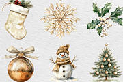 Watercolor Neutral Christmas Clipart, an Illustration by Black Bird Studio (Thumbnail 2 of 6)