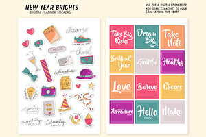 New Year Digital Planner Stickers