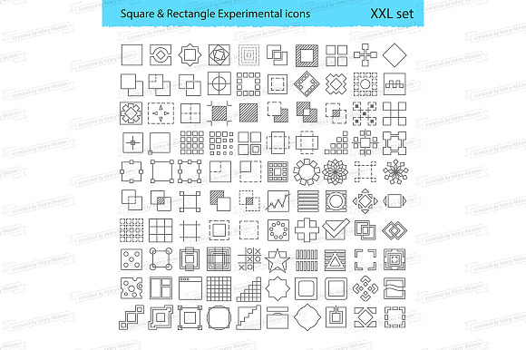 Square Rectangle Linear Icons