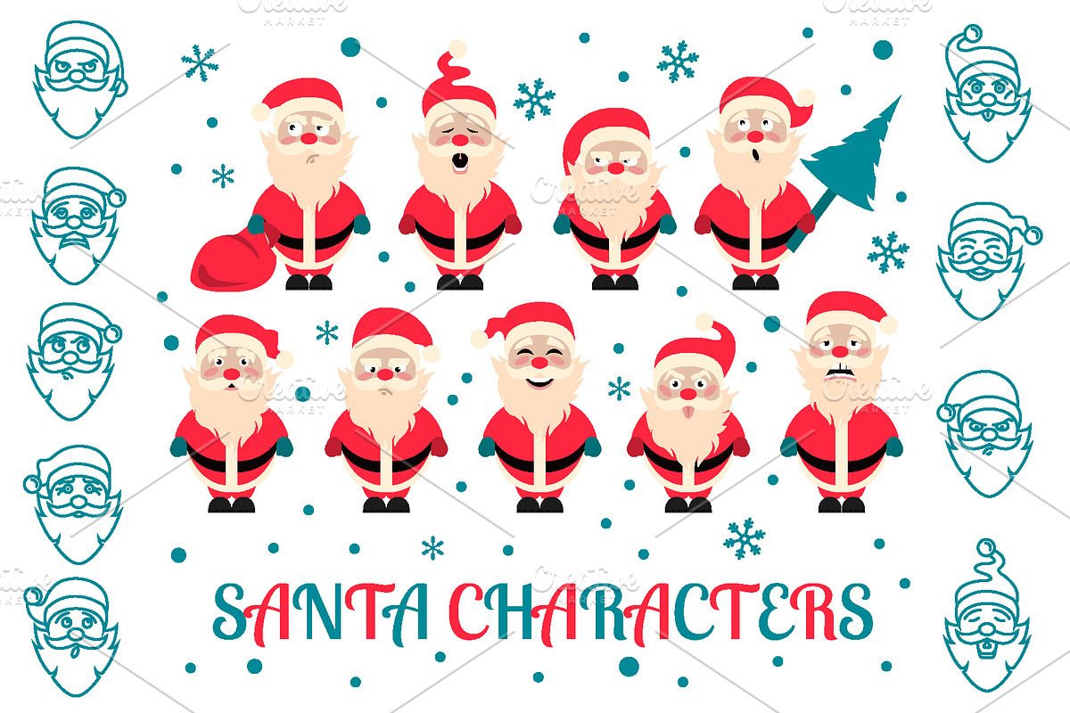 Santa Claus characters set, a Decorative Illustration by pet design shop (Photo 2 of 3)