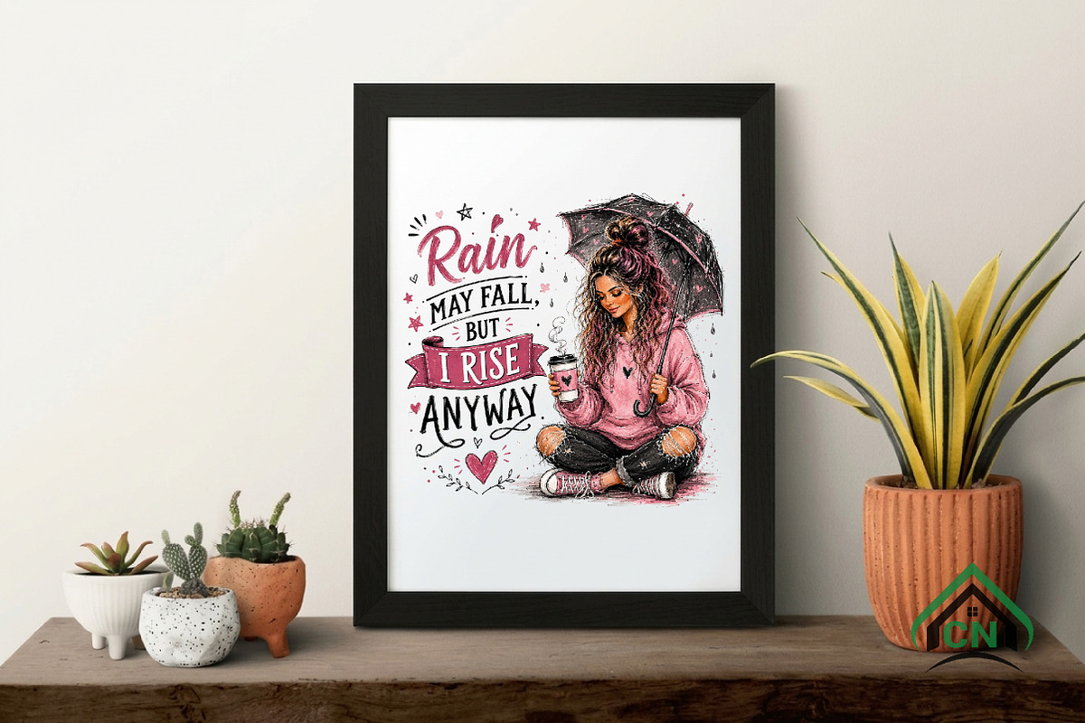 Rain May Fall But I Rise PNG, a Seasonal Illustration by Craft Nest (Photo 4 of 6)