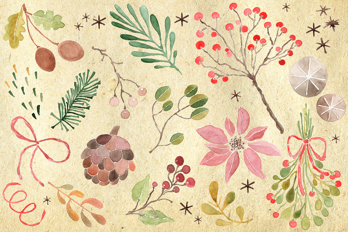 Christmas Watercolor Clip Art, an Illustration by Magic Story Studio (Photo 2 of 2)