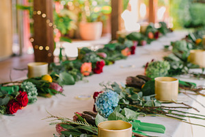 Floral arranging class prep set up