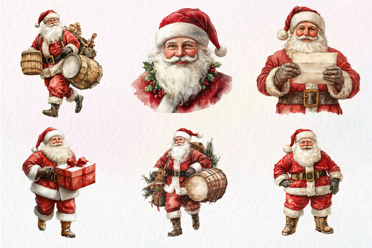 Vintage Santa Claus Clipart, an Illustration by Dream Creation (Photo 2 of 7)