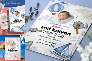 Baby Announcement Card, a Card Template by Aarley Kaiven