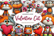 Whimsical Valentine Cat Clipart, an Illustration by CreationArt (Thumbnail 1 of 5)