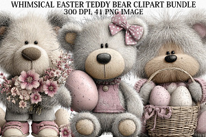 Whimsical Easter Teddy Bear Clipart, a Seasonal Illustration by Canvas Craft