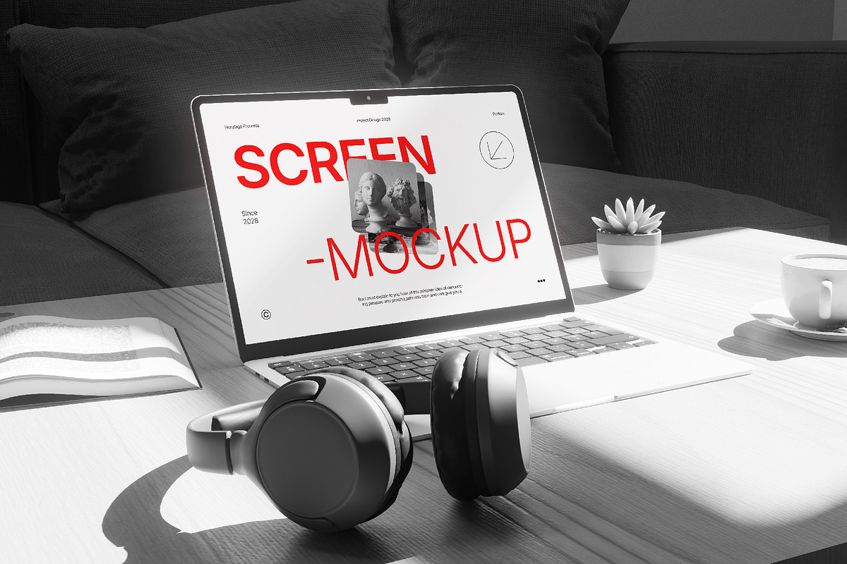 Laptop Screen Mockup, a Wearable Device Mockup by herutage (Photo 3 of 4)