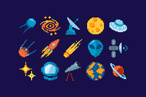 Pixel Art Cosmos Icons, an Emoji Icon by barsrsind