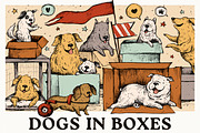 Dogs in Boxes Graphic Set, an Animal Illustration by Yeticrab (Thumbnail 1 of 13)