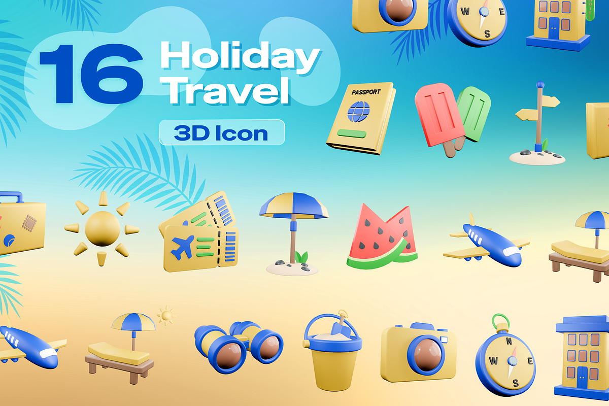 Holiday Travel 3D Icons, an Object 3D Model by Burntilldead (Photo 6 of 7)