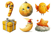 Cute Yellow Christmas Clipart, an Illustration by Daily.Designs (Thumbnail 5 of 5)